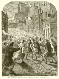 Der Edinburgher Mob trägt Captain Porteous zur Hinrichtung, 1737 von English School