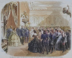 Der Kaiser von Russland auf dem Ball, gegeben von Graf und Gräfin de Morny in St. Petersburg (Gravur) von English School