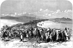 Der Exodus von Theodors zerschlagener Armee, aus Die britische Expedition nach Abessinien, 1868 von English School