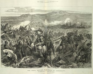 Die endgültige Abwehr der Zulus bei Ginghilovo, nach Skizzen von Lieutenant-Colonel J. North Crealock. Illustration aus 