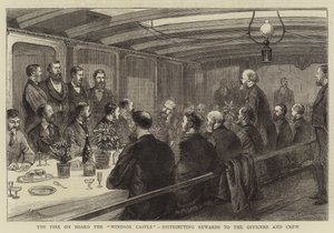 Das Feuer an Bord der "Windsor Castle", Verteilung von Belohnungen an die Offiziere und Besatzung von English School