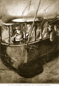 Die vordere Gondel des Zeppelin-Luftschiffs, 1914-19 von English School