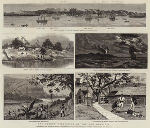 Die französische Besetzung der Neuen Hebriden (Gravur) von English School