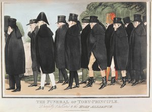 Das Begräbnis des Tory-Prinzips, ca. April 1827 von English School