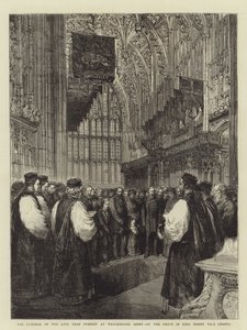 Die Beerdigung des verstorbenen Dekans Stanley in der Westminster Abbey, am Grab in der Kapelle von König Heinrich VII. von English School