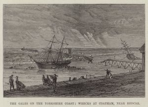 Die Stürme an der Küste von Yorkshire, Wracks bei Coatham, nahe Redcar (Stich)