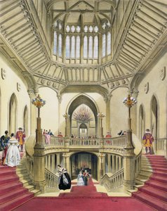 Die große Treppe, Windsor Castle, aus Eine Geschichte der königlichen Residenzen von William Henry Pyne (1760-1943), 1838 (Aquatinta) von English School