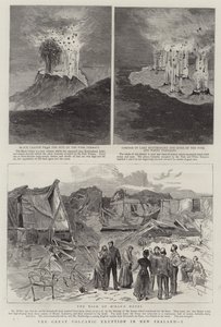 Der große Vulkanausbruch in Neuseeland, I (Gravur) von English School