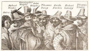 Die Schießpulver-Verschwörer, nach einem Stich von 1606