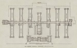 Das Herbert Hospital, Woolwich, Grundriss des Erdgeschosses (Gravur) von English School