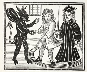 Die Geschichte von Dr. John Faustus, Illustration aus Chap-books of the Eighteenth Century von John Ashton, veröffentlicht 1882