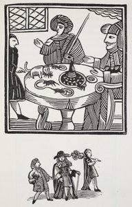Die Geschichte von Sir Richard Whittington, dreimal Lord Mayor von London, Illustration aus Chap-books des achtzehnten Jahrhunderts von John Ashton, veröffentlicht 1882 von English School