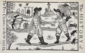 Die Geschichte der zwei Kinder im Wald, Illustration aus Chap-books des achtzehnten Jahrhunderts von John Ashton, veröffentlicht 1882 von English School
