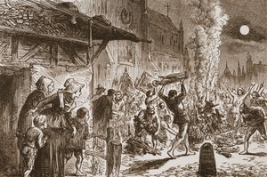 Die Bilderstürmer in Basel verbrennen Bilder und Idole, Illustration aus The History of Protestantism von James Aitken Wylie, veröffentlicht 1878 von English School