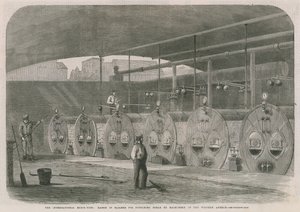 Die Internationale Ausstellung; Reihe von Kesseln zur Dampferzeugung für Maschinen im westlichen Anbau