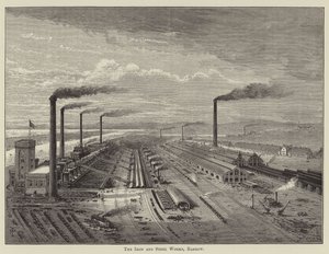 Die Eisen- und Stahlwerke, Barrow (Gravur) von English School