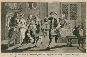 Der König und der Müller von Mansfield nach einem Originalgemälde in den Vauxhall-Gärten, London von English School
