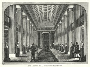 Die Bibliothekshalle, Universität Edinburgh (Stich) von English School
