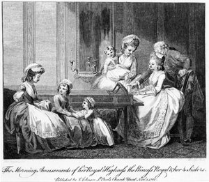Die morgendlichen Vergnügungen Ihrer Königlichen Hoheit der Prinzessin Royal und ihrer 4 Schwestern, 1782 von English School