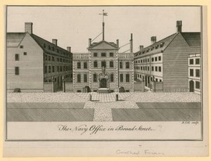 Das Marineamt in der Broad Street oder Crouched Friars, London von English School