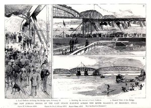 Die neue Jubiläumsbrücke der Ostindischen Eisenbahn über den Fluss Hooghly, in Hooghly, Indien