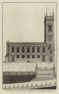Die Nordansicht der St. Andrews Kirche in Holborn von English School