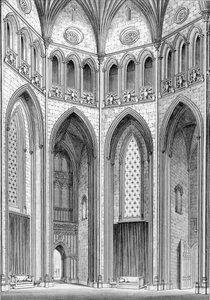 Das Oktagon, von Südosten, aus Grafischen und Literarischen Illustrationen von Fonthill Abbey von John Britton, 1823 von English School