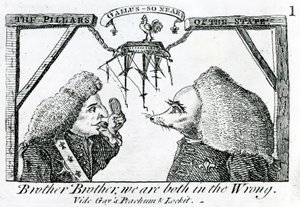 Die Säulen des Staates, um 1756 von English School