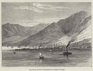 Der Hafen von Batoum, von der Türkei an Russland übergeben (Gravur) von English School