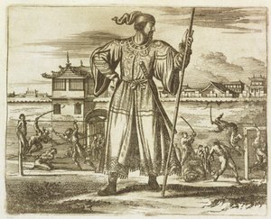 Der Oberbefehlshaber der chinesischen Armee, Illustration aus einer Beschreibung der Gesandtschaften nach China, 1690 von English School