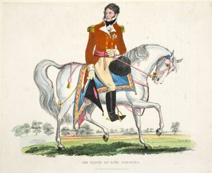 Der Prinz von Sachsen-Coburg, veröffentlicht von Richard Evans, graviert von Romney, Illustration aus An Historical Account of the Battle of Waterloo von William Mudford, 1816