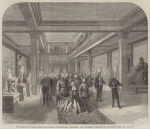 Der Prinz von Wales eröffnet die Dublin International Exhibition, der Umzug durch die Skulpturenhalle (Stich) von English School
