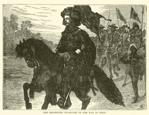 Der protestantische Umzug auf dem Weg nach Bern (Gravur) von English School