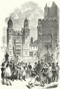 Der Innenhof des Eton College am Morgen des Montem (Gravur) von English School