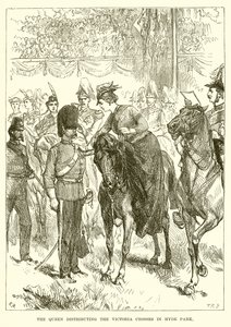 Die Königin verteilt die Victoria-Kreuze im Hyde Park von English School