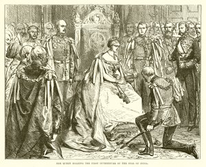 Die Königin hält die erste Investitur des Sterns von Indien