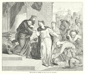 Die Königin von Saba am Hofe Salomos (Gravur) von English School