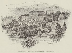 Der Besuch der Königin in Italien, Residenz Ihrer Majestät (Gravur) von English School