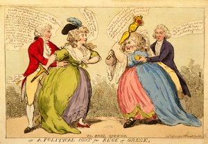Die rivalisierenden Königinnen oder ein politisches Duell für Rege und Grege, 1789 von English School