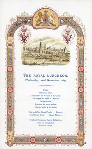 Das königliche Mittagessen, Mittwoch, 22. November 1899, Menü von English School