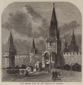 Das Heilige Tor des Kremls in Moskau (Gravur) von English School