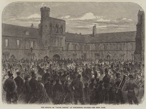 Das Singen von "Dulce Domum" am Winchester College (Stich) von English School