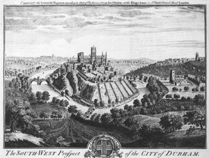 Die Südwestansicht der Stadt Durham, um 1600 von English School