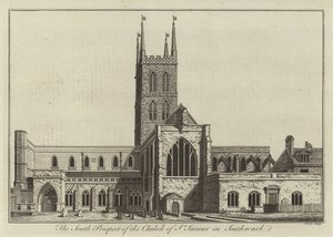 Südansicht der Kirche St Saviour in Southwark von English School