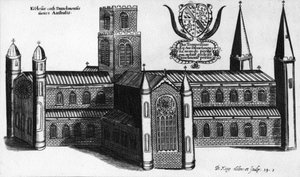 Die südliche Außenansicht der Kathedrale von Durham, 1660 von English School