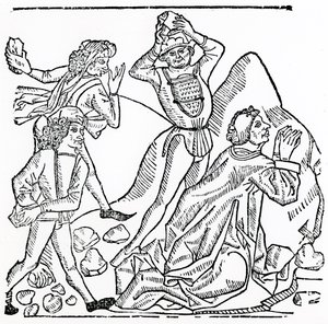 Die Steinigung des Heiligen Stephanus (Holzschnitt) von English School