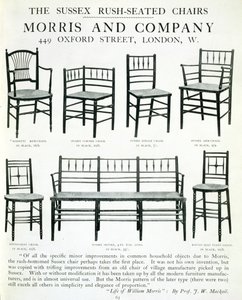 Die Sussex Rush-Seated Chairs, hergestellt von Morris and Company von English School