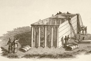 Das Tabernakel in der Wildnis aufgedeckt (Lithographie) von English School
