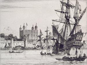 Der Tower of London im Mittelalter von English School
