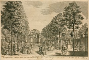 Die Triumphbögen, Mr. Handels Statue, im South Walk der Vauxhall Gardens, London von English School